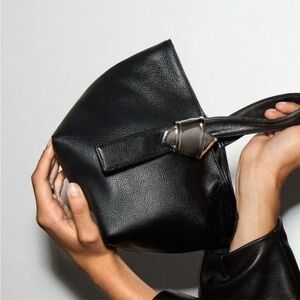 Merit x Brandon Maxwell Black Vegan Leather Bag Pouch Handbag Clutch Chic